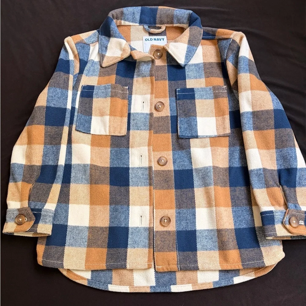 Old Navy Kids Checkered Shirt - Blue, White, and Brown